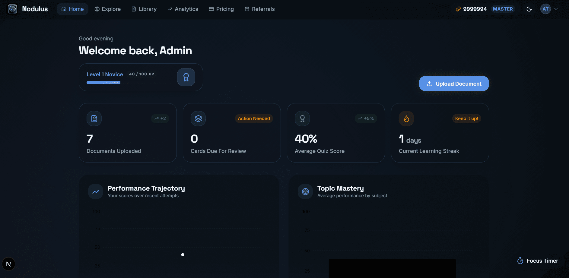 Nodulus Dashboard Dark Mode