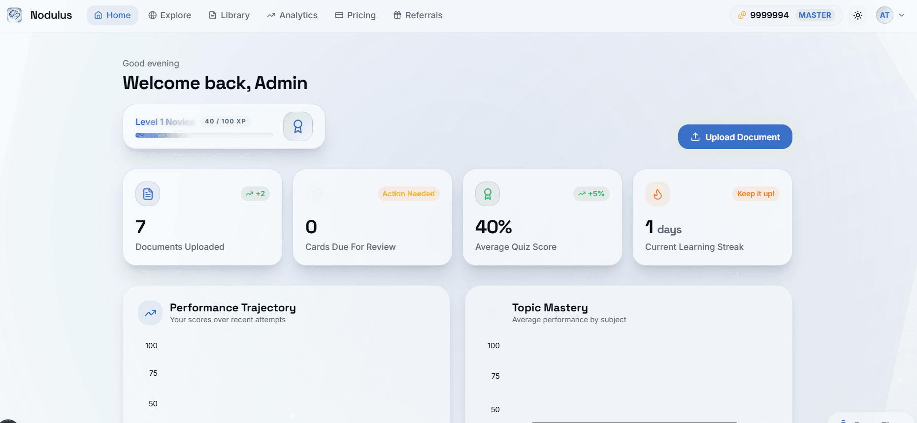 Nodulus Dashboard Light Mode